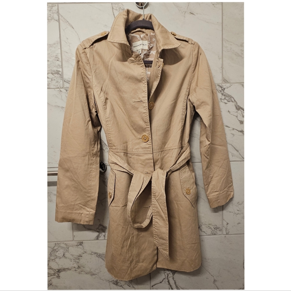 Banana Republic Tan Trench Coat with Belted Waist